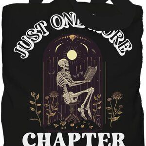 Skeleton Spooky Skull Tote Bag for Book Lover,Just One More Chapter Tote Bag for